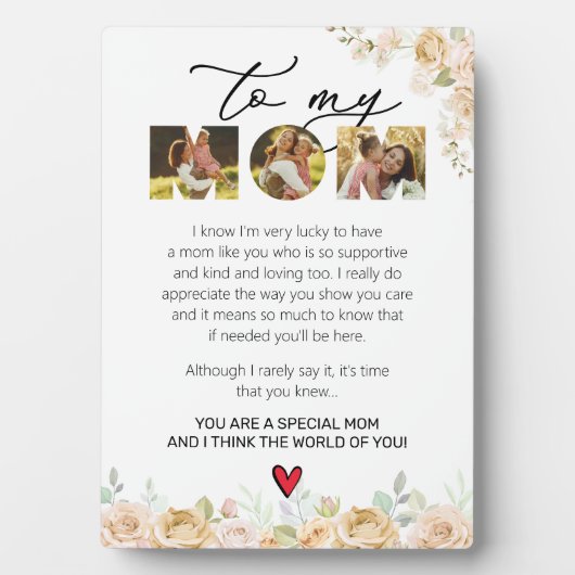 Mam Keepsake van Dochter Zoon Bloemen Waterverf Fotoplaat (voorkant)