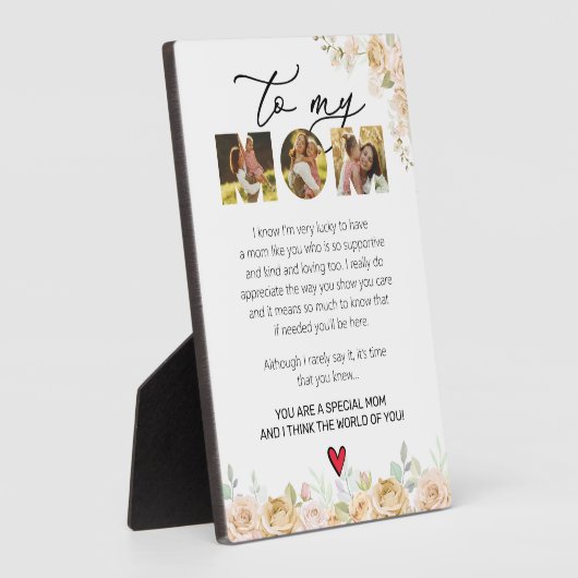 Mam Keepsake van Dochter Zoon Bloemen Waterverf Fotoplaat (Zijkant)