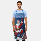 mam | Kerstman danst op de blauwe daken Schort (Gedragen)