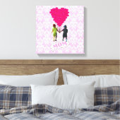 Mam, kinderen met hartvormige ballonnen canvas afdruk (Insitu (Slaapkamer))