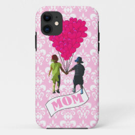 Mam, kinderen met hartvormige ballonnen iPhone 11 hoesje