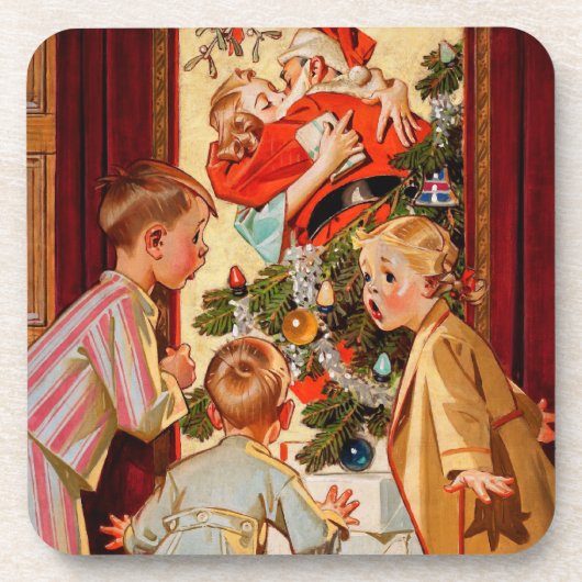 Mam Kisses Santa Claus Bier Onderzetter (Voorkant)