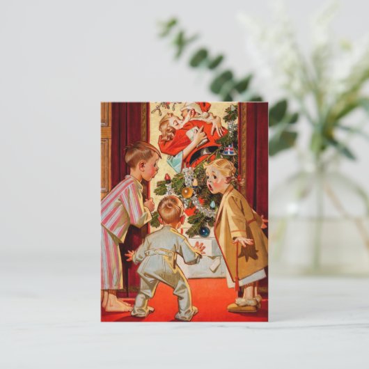 Mam Kisses Santa Claus Feestdagenkaart (Staand voorkant)