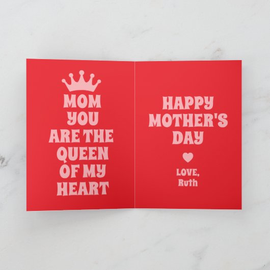 Mam Koningin van mijn Heart Custom Photo Moederdag Kaart (Binnen)