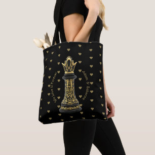 MAM Koningin van mijn leven, Gouden Schrift Zwarte Tote Bag