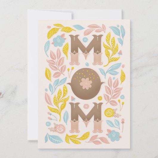 Mam. Kute  bloemetterende moederdag Feestdagenkaart (Voorkant)
