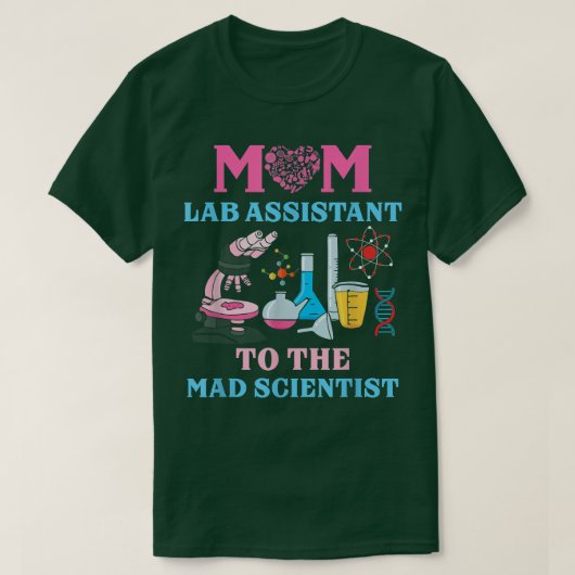 Mam Lab assistent van de Mad Scientist Party Birth T-shirt (Design voorkant)