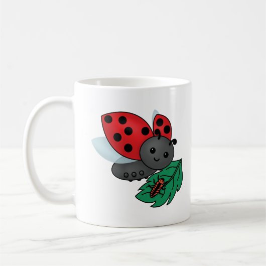 Mam Ladybug met Larvae Koffiemok (Links)