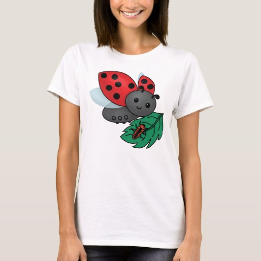 Mam Ladybug met Larvae T-shirt (Voorkant)