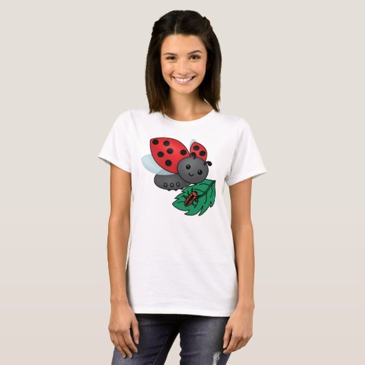 Mam Ladybug met Larvae T-shirt (Voorkant volledig)