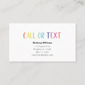 Mam, laten we een afspeeldatum met kleurrijke bele visitekaartje (Achterkant)