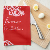 Mam liefde keukenhanddoek roze & rood (Quarter Fold)