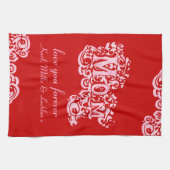 Mam liefde keukenhanddoek roze & rood (Horizontaal)