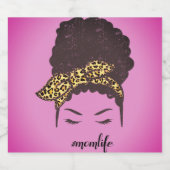 Mam Life, Black Afro Messy Bun, Afrikaans-Amerikaa Bier Etiket (Enkel label)