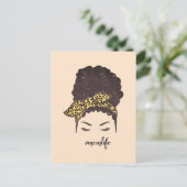 Mam Life, Black Afro Messy Bun, Afrikaans-Amerikaa Briefkaart (Staand voorkant)