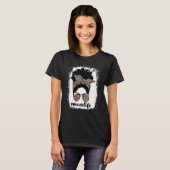 Mam Life Bleaching Ma Life Leopard Messy Bun Black T-shirt (Voorkant volledig)