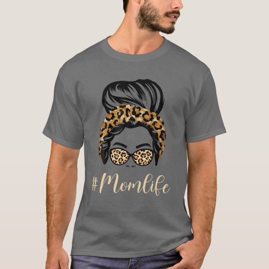 Mam Life, grappige mama Design Leopard Pattern Gla T-shirt (Voorkant)