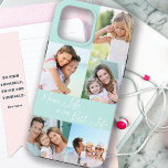 Mam Life is de beste 5 foto-inkuilmint Case-Mate iPhone Case<br><div class="desc">Aangepast vijf fototelefoondoosje met het moederleven is het beste leven (editable voor moeder, mama, mama, mama, enz.). Het ontwerp kenmerkt een gepersonaliseerd, omslag rond, fotocollage met 5 van uw favoriete afbeeldingen, die als 1 verticaal portret en 4 vierkant instagram worden getoond. Het ontwerp heeft een munt groene achtergrond met elegante...</div>