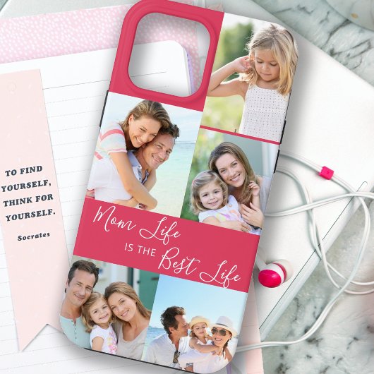Mam Life is het beste leven 5 Foto helder roze Case-Mate iPhone Case