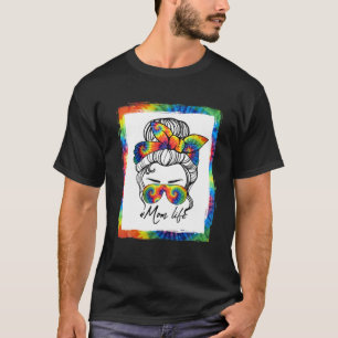 Mam Life Messy Bun Hair Sunbril Stropdas-Dye Moede T-shirt
