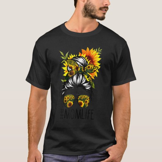 Mam Life Messy Hair Bun Sunflower Vrouwen D T-shirt (Voorkant)