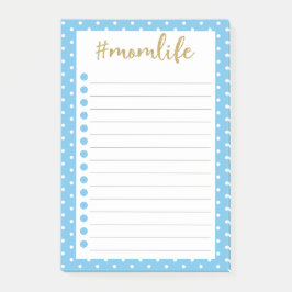 Mam Life Sky Blue Polka doet de lijst met jute gou Post-it® Notes