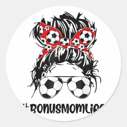 Mam Life Soccer Bonus Mam Moederdag Bun Wo Ronde Sticker (Voorkant)