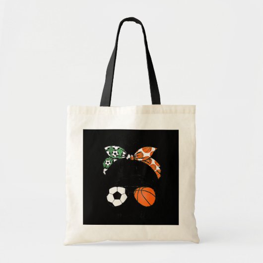 Mam Life Soccer en Basketball Bun Moeder Tote Bag (Voorkant)
