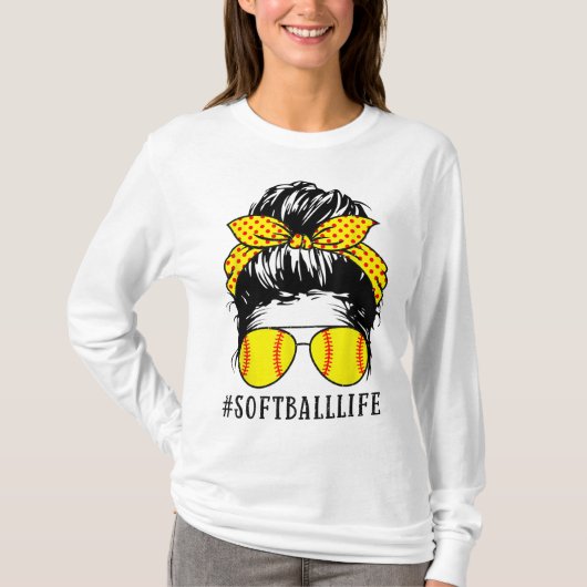 Mam Life Softball Baseball Mam Moederdag B T-shirt (Voorkant)
