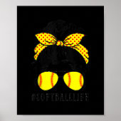 Mam Life Softball Baseball Mam Moederdag Messy Poster