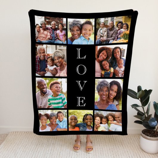 Mam Love 10 Photo Collage Black Sherpa Deken