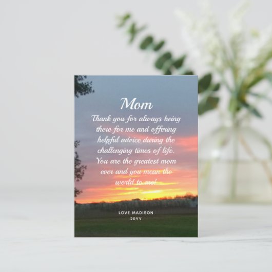 Mam Love Letter Beauful Sunset Moederdag Briefkaart (Staand voorkant)