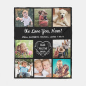 Mam Love You 8 Foto Collage Black Fleece Deken (Voorkant)