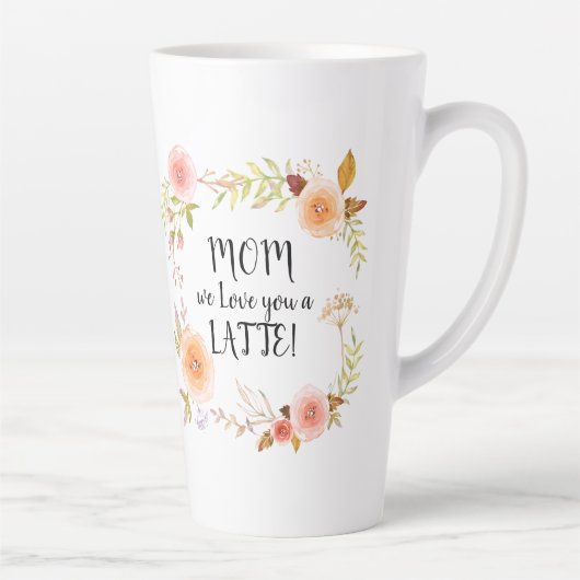 Mam Love You LATTE Waterverf Floral in Foliage Mok (Rechts)