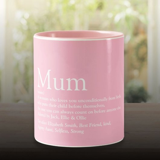Mam Mam Definitie Quote Fun Pink Tweekleurige Koffiemok