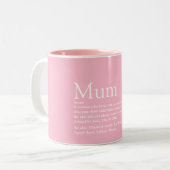 Mam Mam Definitie Quote Fun Pink Tweekleurige Koffiemok (Voorkant links)