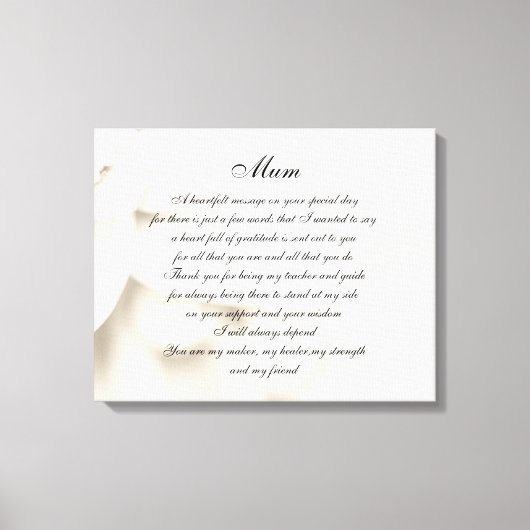 Mam / Mam gedicht Canvas Afdruk (Voorkant)