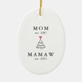 mam | Mamaw Year Est. Kerstmis Keramisch Ornament (Voorkant)