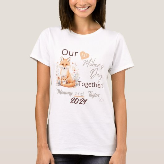 Mam Matching Fox Onze eerste Moederdag Samen T-shirt (Voorkant)