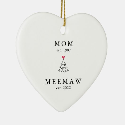 mam | Meemaw Jaar Oost | Kerstakeramische versieri Keramisch Ornament (Rechts)
