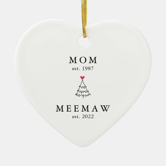 mam | Meemaw Jaar Oost | Kerstakeramische versieri Keramisch Ornament (Voorkant)
