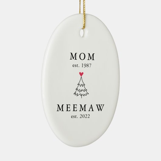 mam | Meemaw Jaar Oost | Kerstmis Keramisch Ornament (Rechts)