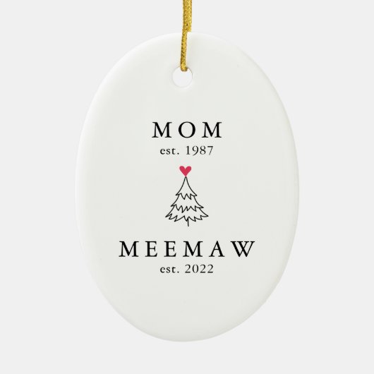 mam | Meemaw Jaar Oost | Kerstmis Keramisch Ornament (Voorkant)