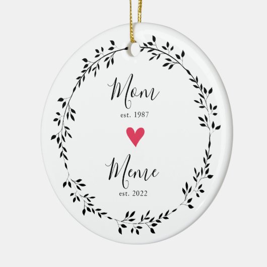 mam | Meme Year Est. Heart Ceramic Ornament (Links)