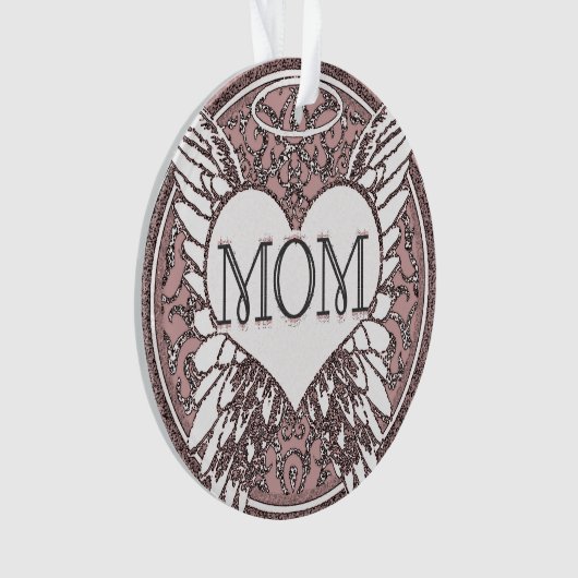 Mam Memorial met Heart en Angel Wings Ornament (voorkant)
