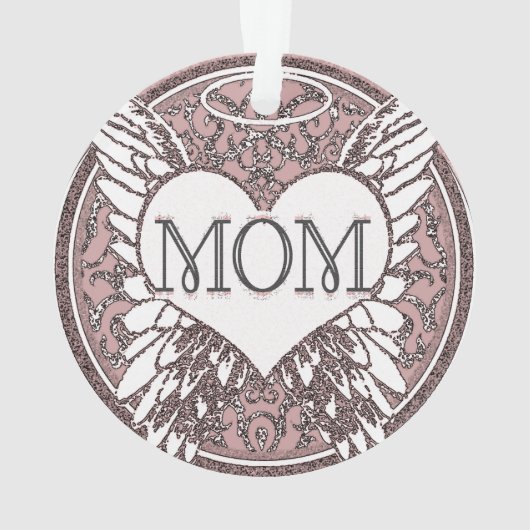 Mam Memorial met Heart en Angel Wings Ornament (achterkant)