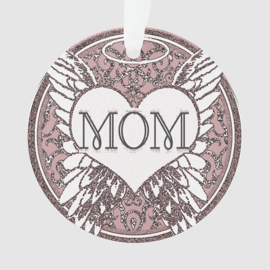 Mam Memorial met Heart en Angel Wings Ornament (voorkant)