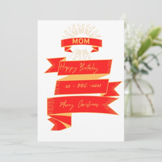 Mam Merry KerstHappy Birthday-kaart (Staand voorkant)