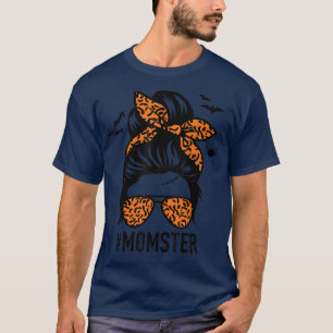 Mam Messy Bun Halloween Leopard Women's Momster Fu T-shirt