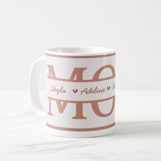 MAM met 4 kinder namen Moederdag Koffiemok (Voorkant links)